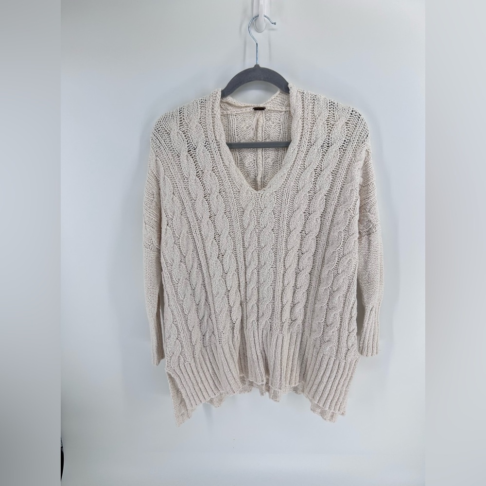 Free People Easy Cable V-Neck Sweater | XS